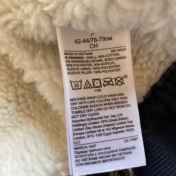 Gap navy Sherpa Lined Trucker Jacket Mens Small - Picture 5 of 7